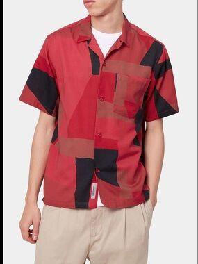 Red men’s short sleeve button up shirt Carhartt WIP S/S Geo shirt geo cornel